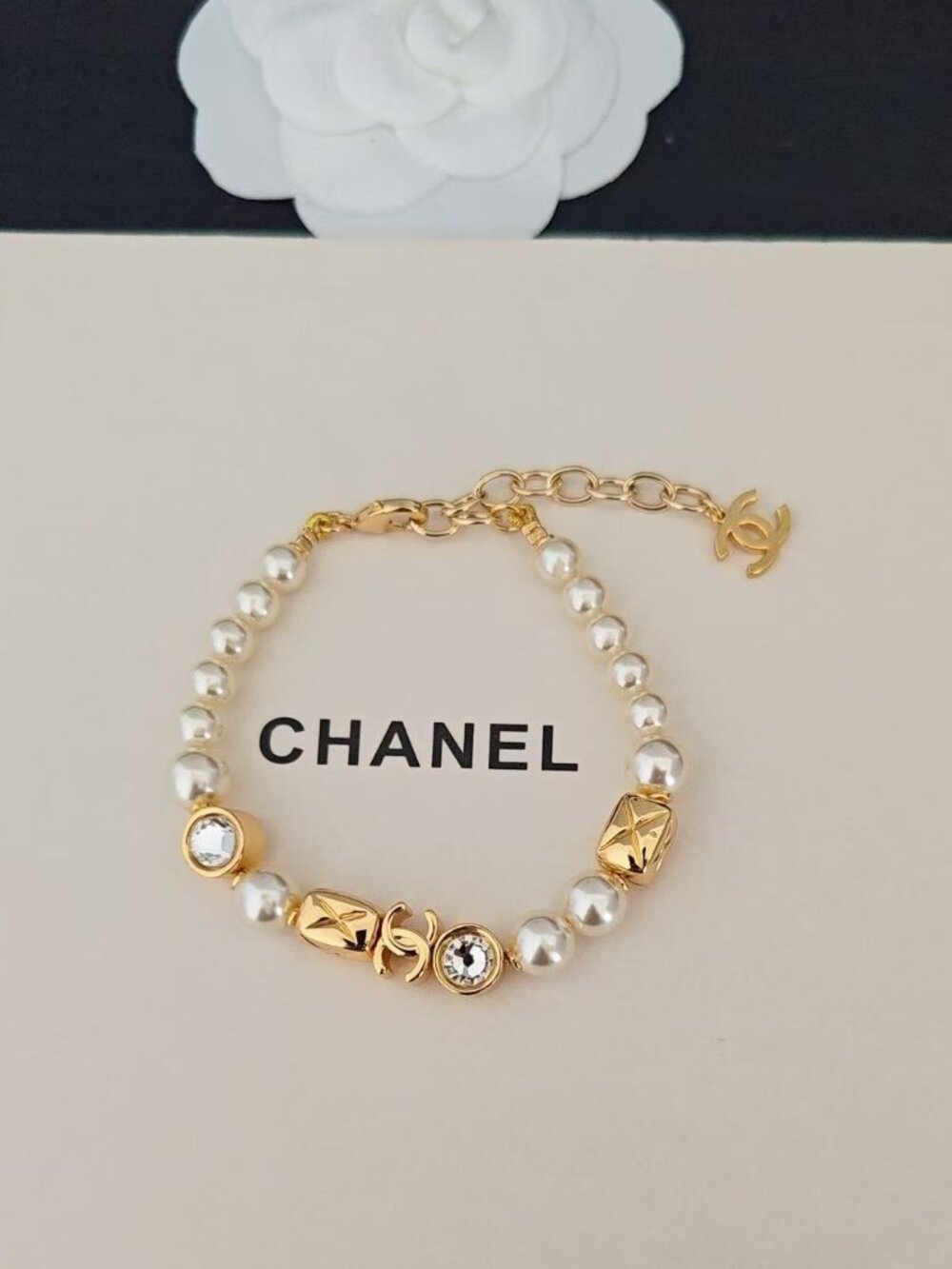 ❤️Square white diamond pearl bracelet